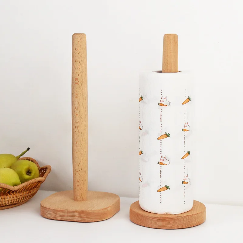 

Japanese Beech Kitchen Paper Towel Holder Restaurant Vertical Wooden Roll Holder Storage Rack Cling Film Holder Paper Holder