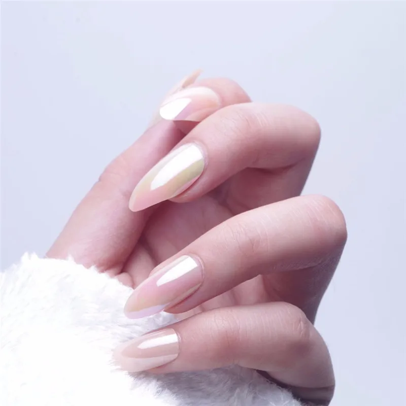 24 шт. модные зеркальные овальные накладные ногти полностью покрывающие твердые