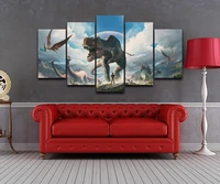 5 piece canvas wall art jurassic park dinosaurs pictures living room decoration bedroom image home office poster