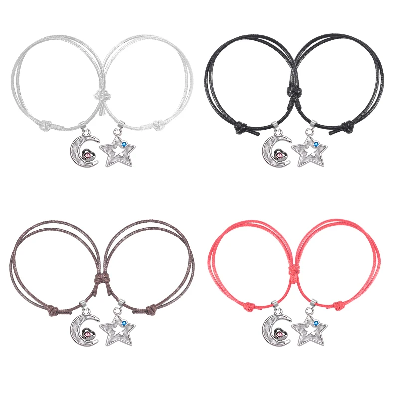 Хорошие друзья комплект из 2 предметов браслет розовый синий стразы звезды луна