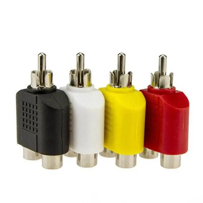 

4x RCA Y Splitter AV Audio Video Plug Converter 1 Male To 2 Female Adapter Kit Lotus Color AV Jack RCA Plug To Double Connectors