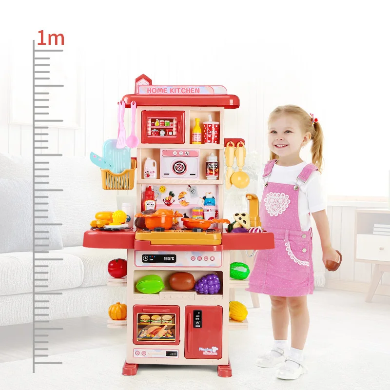 

Large Diy Mini Children's Kitchen Toys Sound And Light Kitchenette Safe Plastic Pretend Role Play Tableware Kids Educational Toy