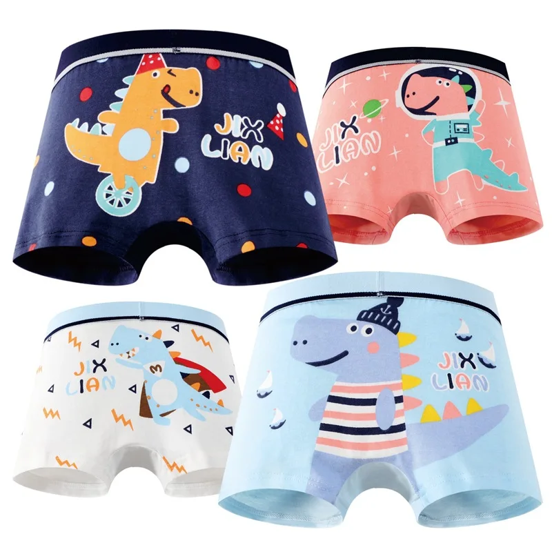 

4Pcs/Lot Boys Underwear Cotton Panties Kids Shorts Cartoon Dinosaur Boxers Briefs 2-9Years Children Teenagers Soft Underpants