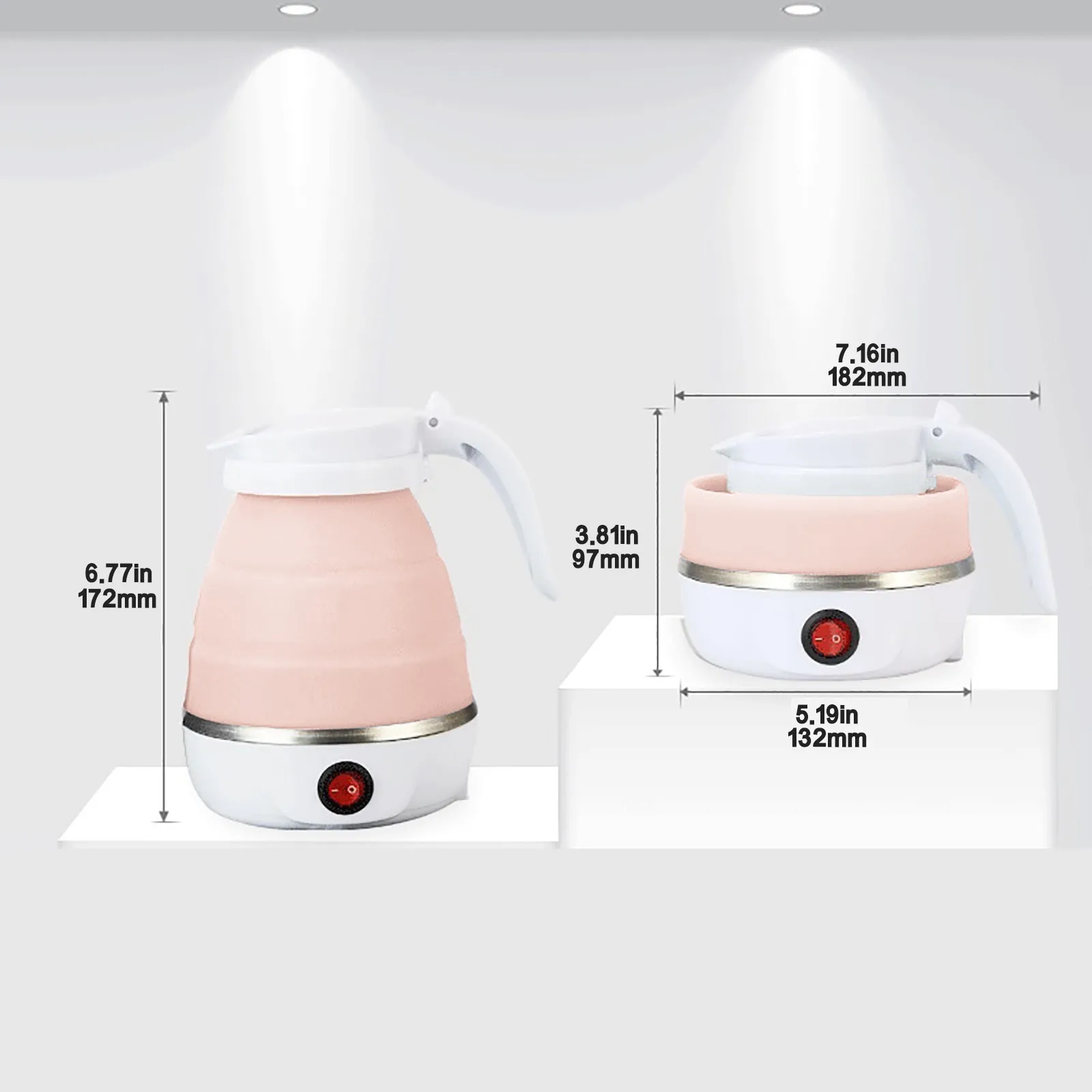 

Electric Kettle Foldable Silicone Portable Water Kettle 600ml Mini Small Electric Kettles Travel Water Boiler Camping Kettle