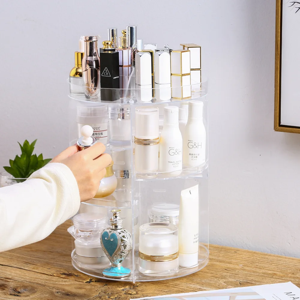 Спиннинг коробка для хранения косметики комод стеллаж офисных Deskstop органайзер