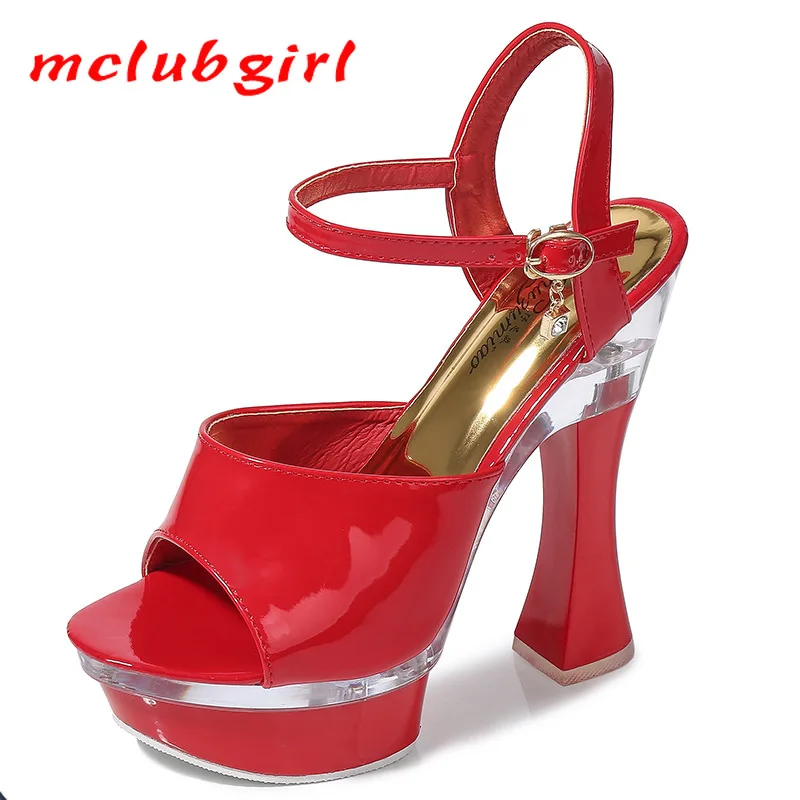 

Mclubgirl 14 Cm High 4cm Platfrom Sandals Women's Anti-slip Thick Bottom Sexy Joker Shoes Wedge Sandals High Heels LFD