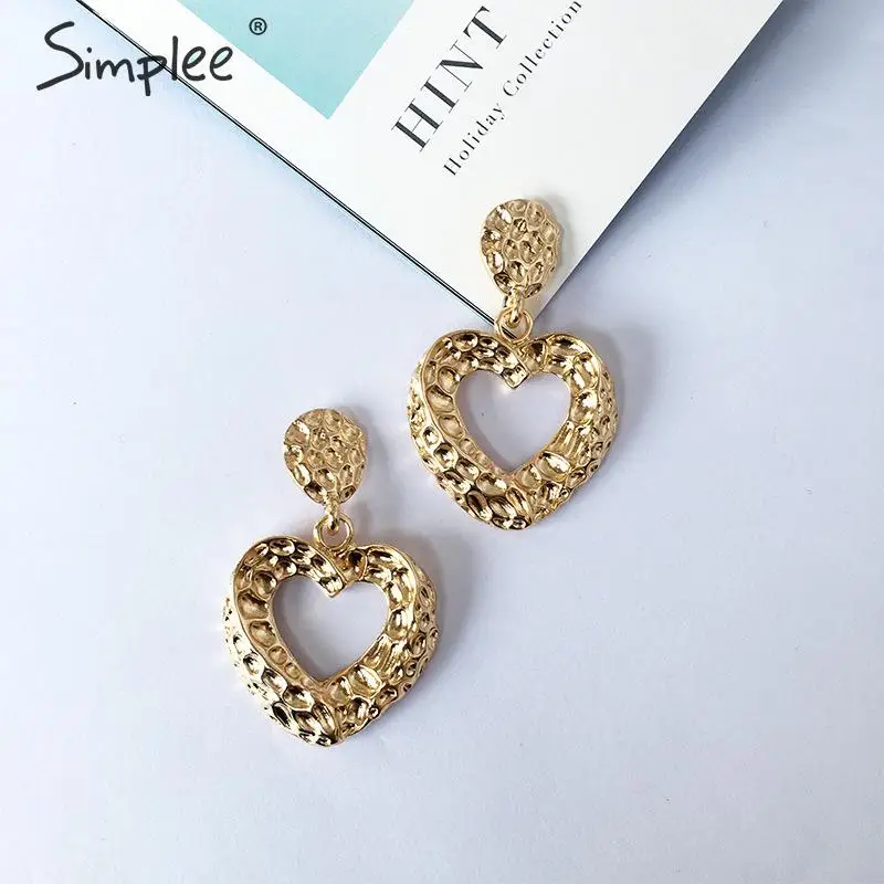 Simplee модные открытые женские серьги в форме сердца старинные ювелирные украшения женские модные серьги шикарные вечерние женские аксессуары