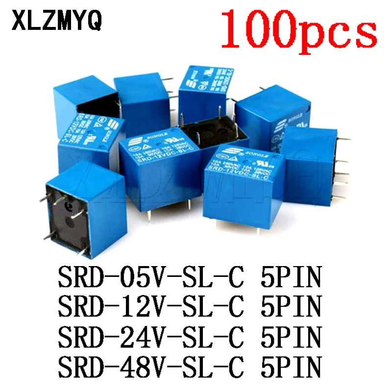 100 шт. SRD 5V 12V 24 V 48V SRD-05VDC-SL-C SRD-12VDC-SL-C SRD-24VDC-SL-C SRD-48VDC 5 Pin 5 в постоянного тока/12/24 V 10A 250VAC 5DIP Мощность реле
