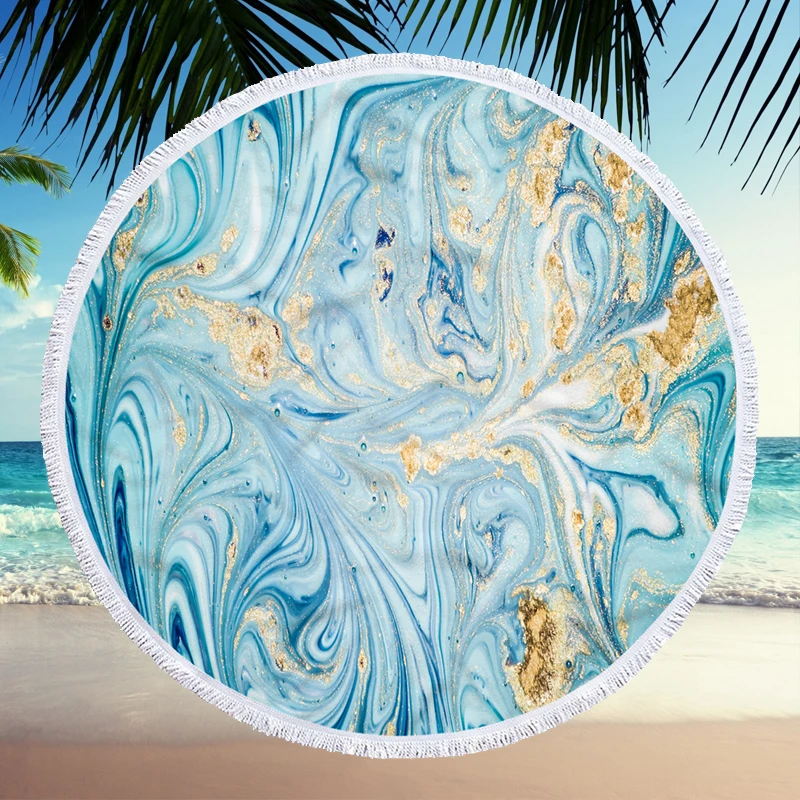 Модный новый стиль круглое пляжное полотенце 150 см большой мраморный узор