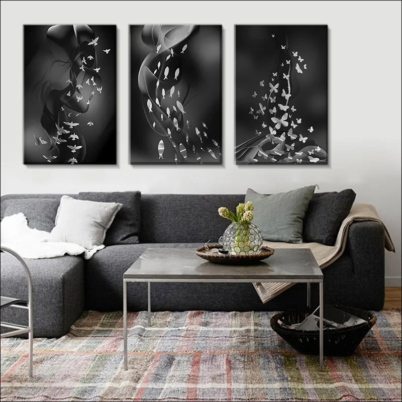 

Black and White Style Simple Wall Art Canvas Painting Bird Living Room Bedroom Abstract Butterfly Poster and Printmaking Small F