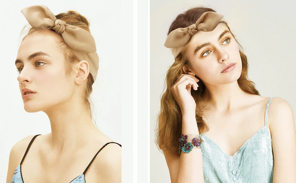 Женская однотонная повязка на голову с кроличьими ушками Корейская зимняя