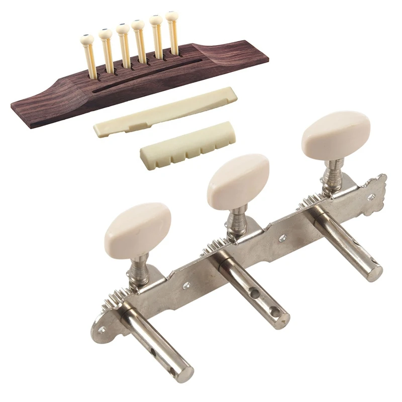 

6Pcs Bridge Pins/Saddle/Nut Abalone Dots with 2Pcs Acoustic Classic Guitar Set Tuning Pegs Keys Machine Heads Tuners