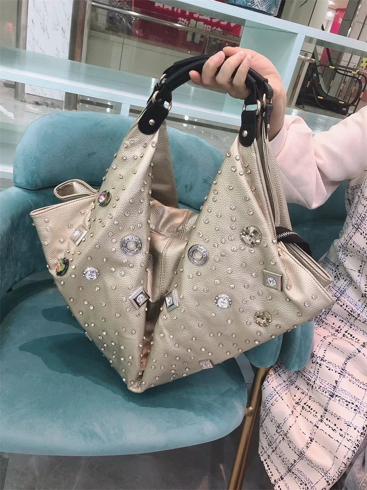 Роскошная большая сумка Стразы 2019 осень и зима новая модная дикая вместительная