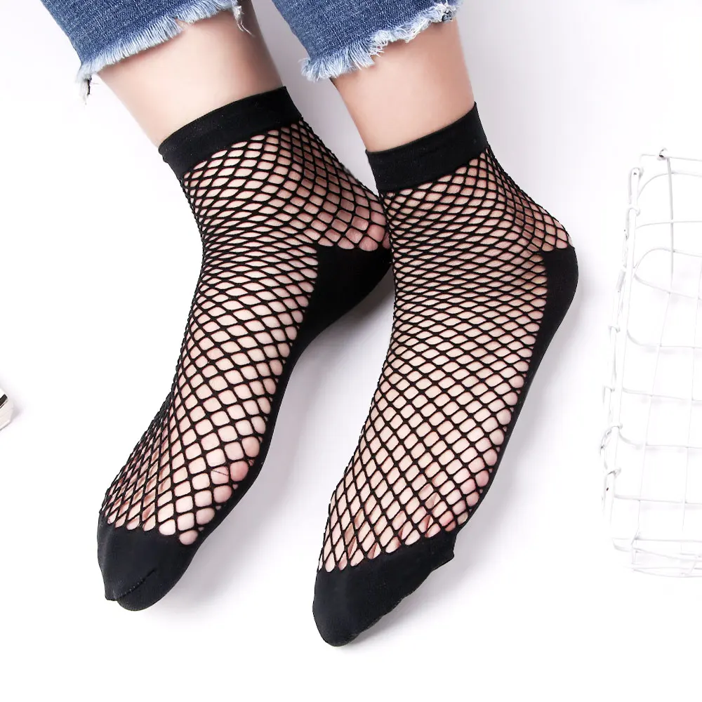 1Pair Fashion Women Girls Lady Sexy Lace Ankle High Fishnet Mesh Net Solid Color Short Crew Summer Breathable Socks New Arrival
