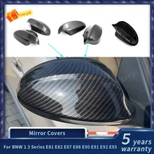 For BMW 1 3 Series E81 E82 E87 E88 E90 E91 E92 E93 Carbon Fiber Rearview Mirror Cover Caps Car Accessories