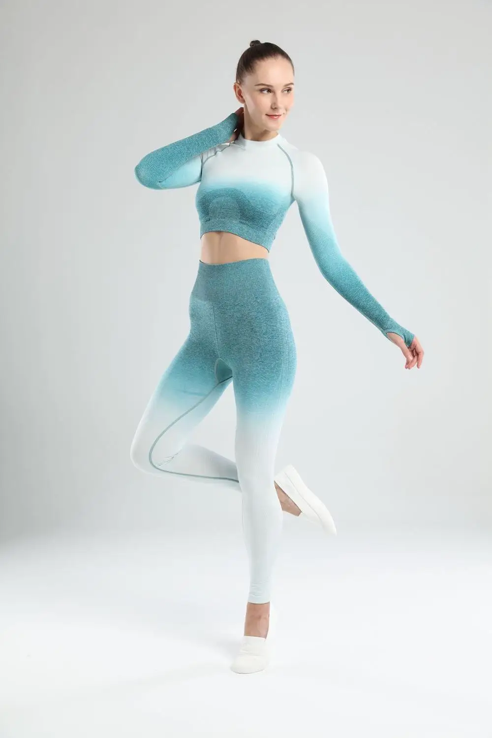 5 long sleeve Спортивный костюм женскийНабор из двух частейспортивные костюмы женскиебесшовныйкостюм для фитнесаКомплект одежды для йогиТренажерный зал - Цвет: 5 long sleeve