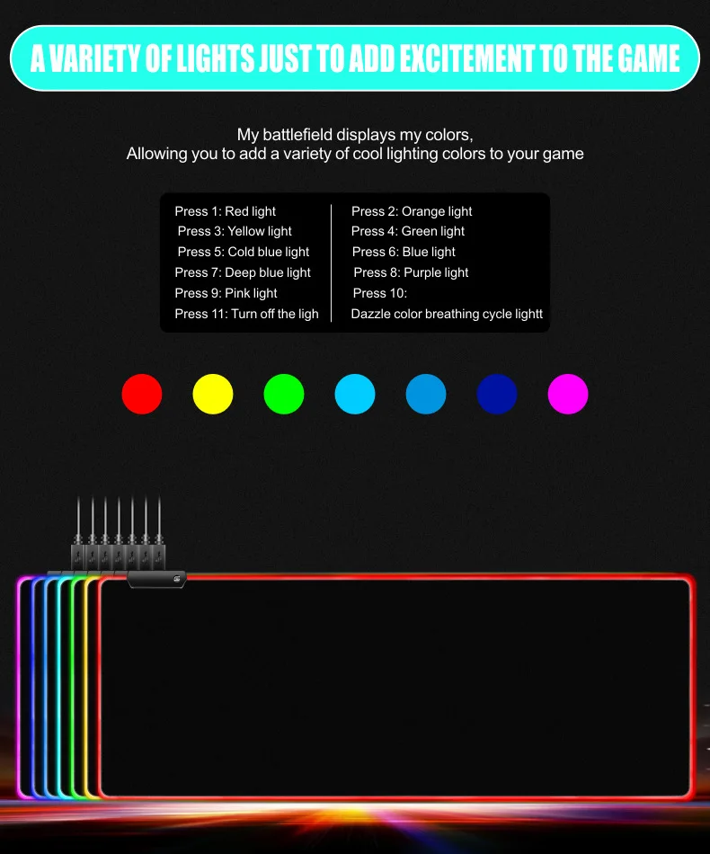 

RGB Gaming Mouse Pad Large Rubber Computer Mousepad Mouse Pad Gamer Mouse Carpet Big Mause Pad PC Desk Play Mat with Backlit