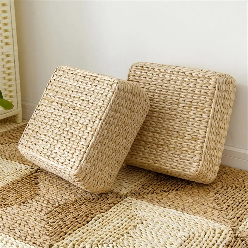 Утолщенная плетеная подушка из ротанга Bulrush квадратная для сидений татами футон