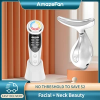 amazefan 7in1rfems lifting beauty 3 colors led photon face skin neck care massager therapy heating wrinkle removal double chin