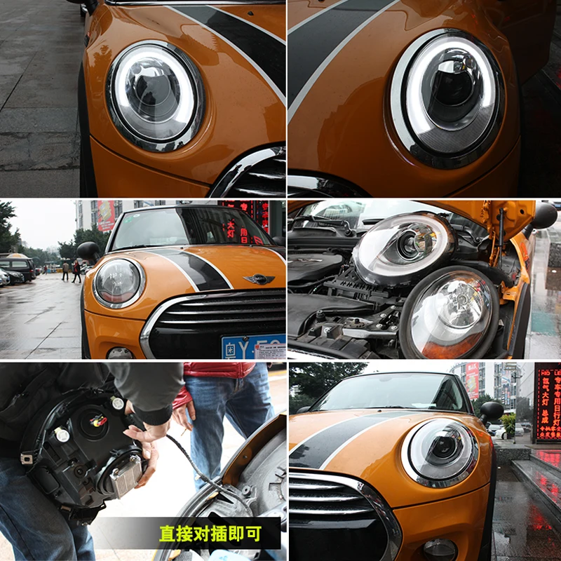 Автомобиль для 2007- Mini F56 cooper головной светильник s для F56 все светодиодный головной фонарь Angel eye светодиодный DRL передний светильник Би-светодиодный объектив динамический поворот