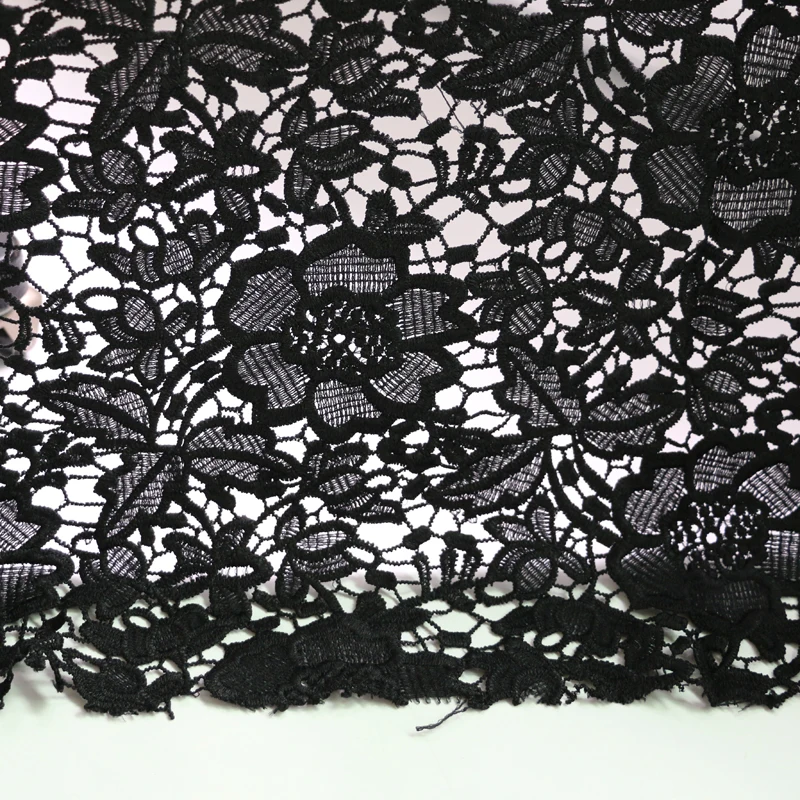 Черное бордовое цветочное вышивка химическое кружево Материал платье Свадебные