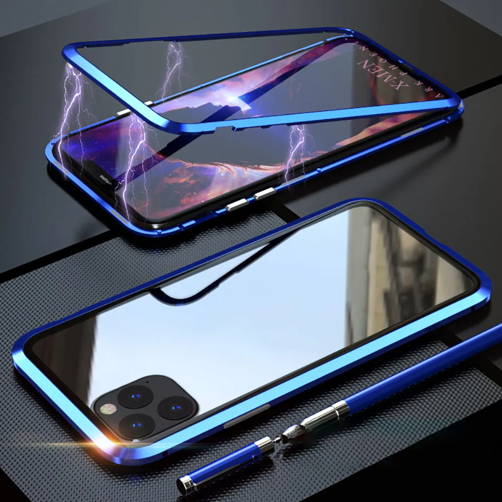 Магнитный металлический чехол-бампер для iPhone 11 11 Pro 11 Pro Max, односторонний стеклянный защитный чехол для iPhone 11 Pro 919#2