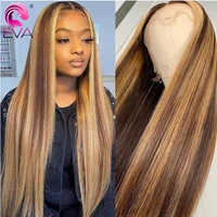 eva ombre human hair wigs for women honey blonde highlight 13x6 lace frontal wigs brazilian straight lace front human hair wigs