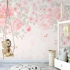 Настенные обои любого размера, современные, ручная роспись, розовые, пасторальные, наклейки с цветами, для гостиной, спальни, романтический Декор для дома, фрески