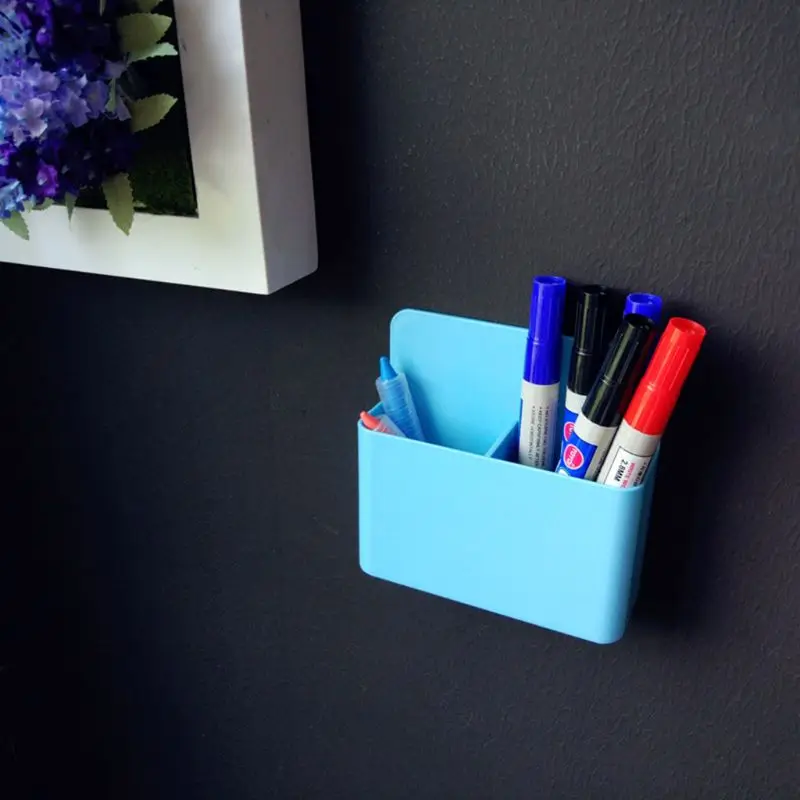 

Fridge Magnet Magnetic Marker Pen Storage Box Grid Rubber Magnet Plastic Organizer for Classroom Meetingroom Pencil Case Save