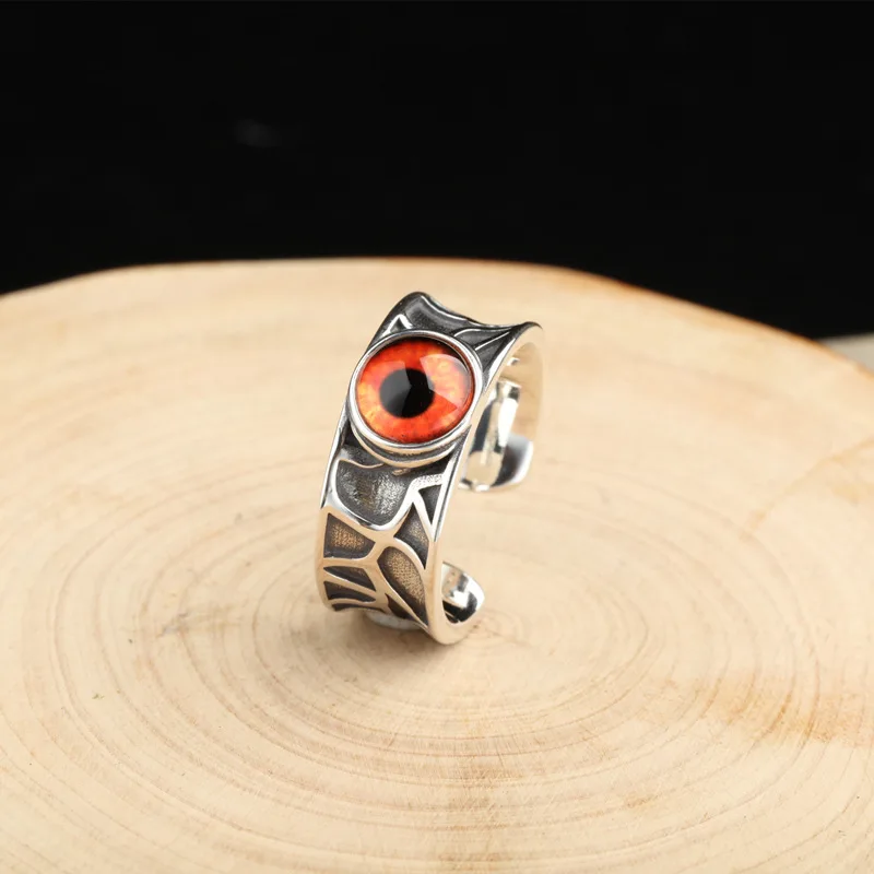 

S925 Sterling Silver Jewelry Demon Eyes Retro Personality Trend Hip Hop Thai Silver Ring Men and Women