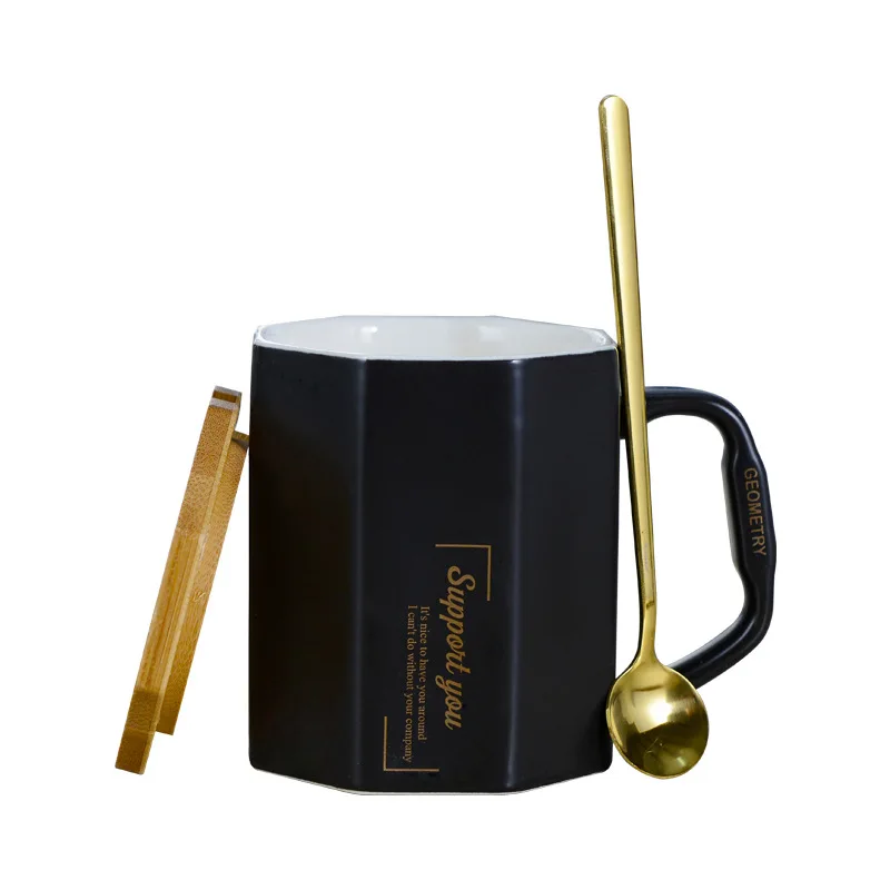 Кофейные молочные чашки в скандинавском стиле с крышкой и ложкой рождественские