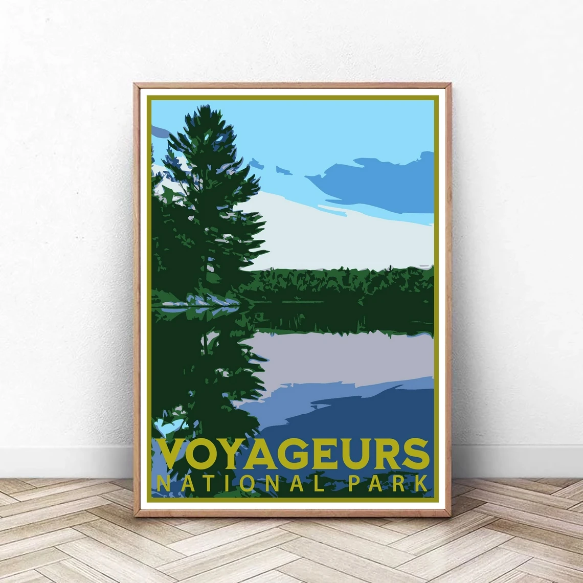 

Voyageurs National Park Travel Poster, Vintage Serigraph Style Poster, Wall Art, Travel, Vacation, Souvenir, Frame Not Included