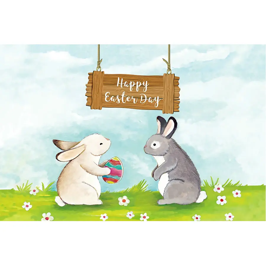 

Cute Animals Happy Easter Party Photography Backdrop Baby Shower Natural Room Decor Photo Booth Studio Prop