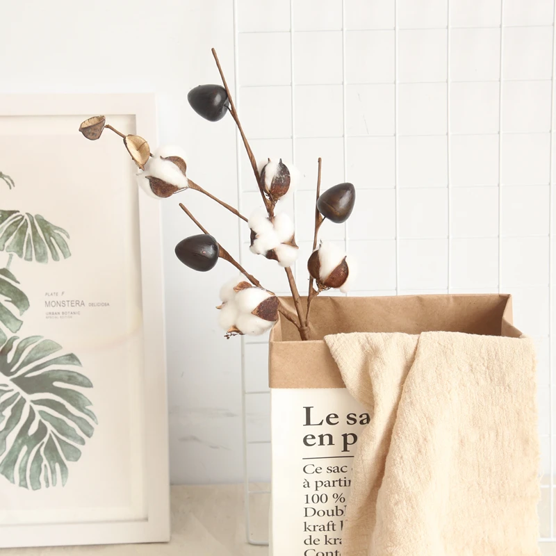 Натуральный сушеный хлопковый цветок 5 головок декоративное украшение для дома