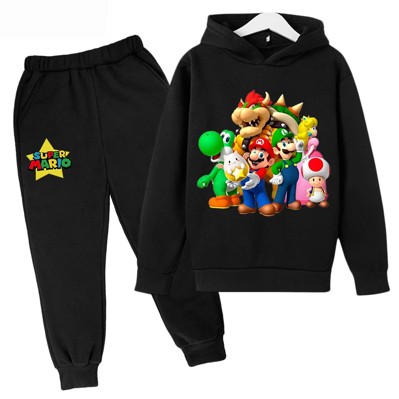

Kids Clothes Mario-Bros Hoodie Pants 2pcs Sets Fashion Casual Tracksuits Boys Girls Cartoons Sweatshirts Suit Gift For Child