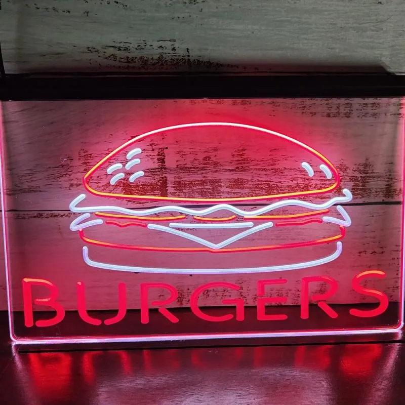 

SS030 Burgers Cafe Dual Color LED Neon Sign
