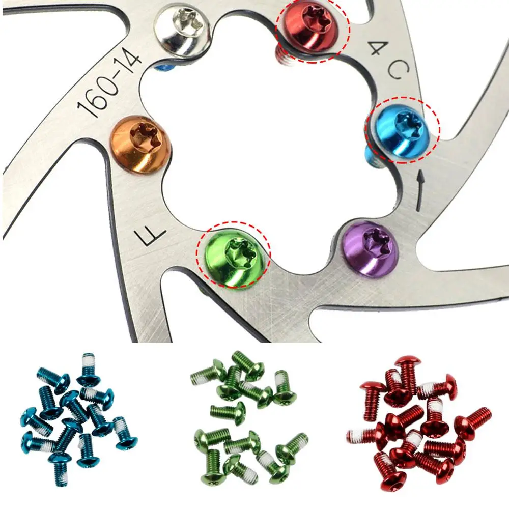 

12pcs Mountain Bike MTB Color Disc Screw Alloy Steel Disc Brake Pad T25 Screws Alloy Steel Disc Brake Rotor Fixing Screws