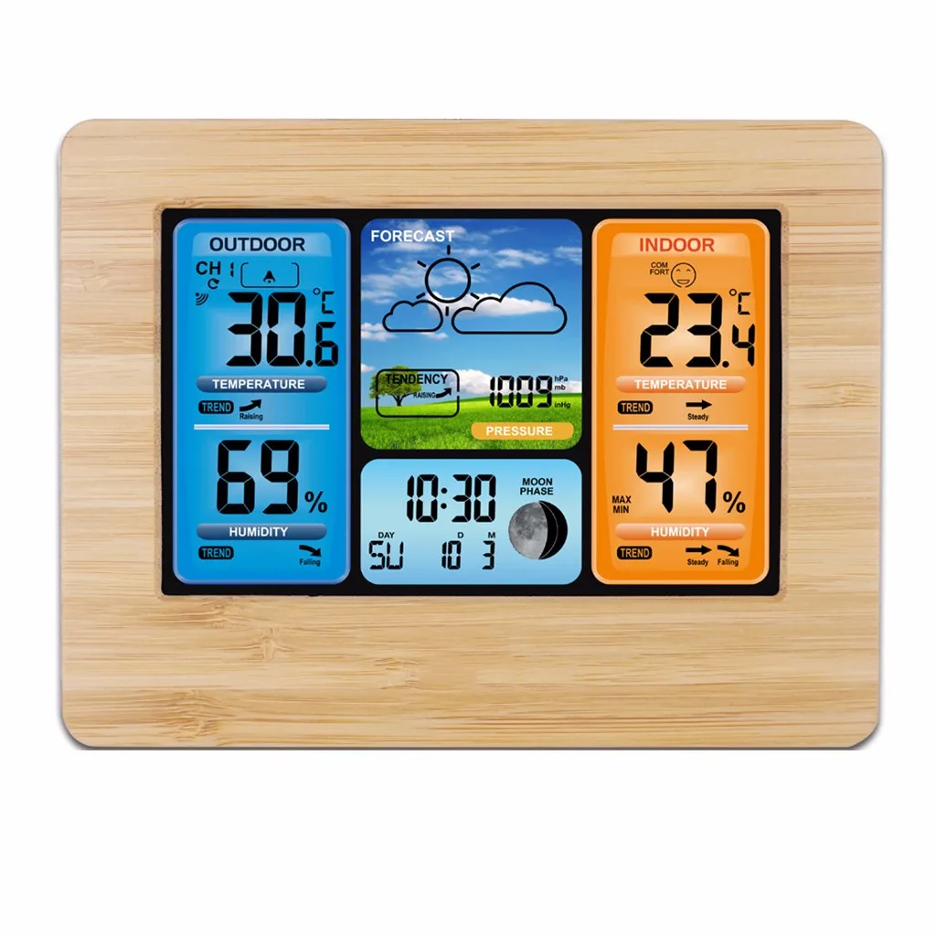 Метеостанция с часами цифровой измеритель температуры и влажности ЖК дисплеем