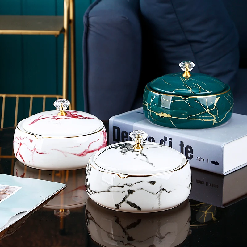 

Nordic Portable Ashtray Outdoor Round Luxury Ashtray With Cover Smoking Set Cendriers Table Decoration Accessories BK50YH