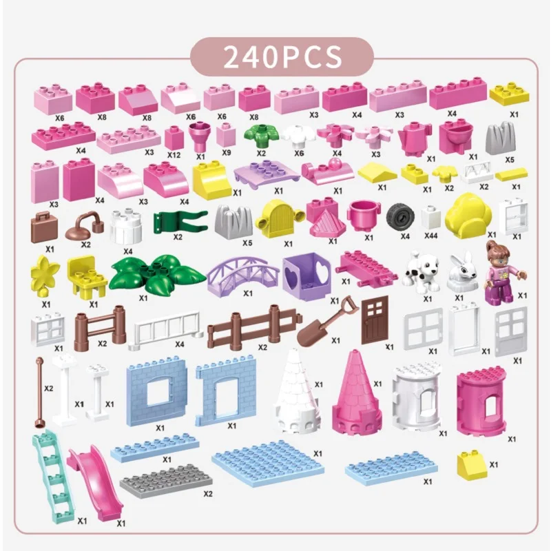 152 240 шт. розовый принцесса замок строительные блоки друзей дома DIY создатель
