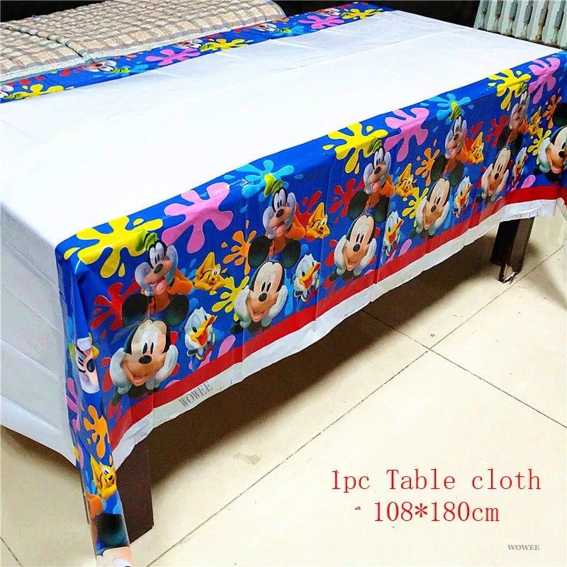 1pc Tablecloth Вечерние скатерти 108*180 см, вечерние скатерти с Микки и Минни Маус, одноразовые Декорации для детского дня рождения - Цвет: 1pc Tablecloth