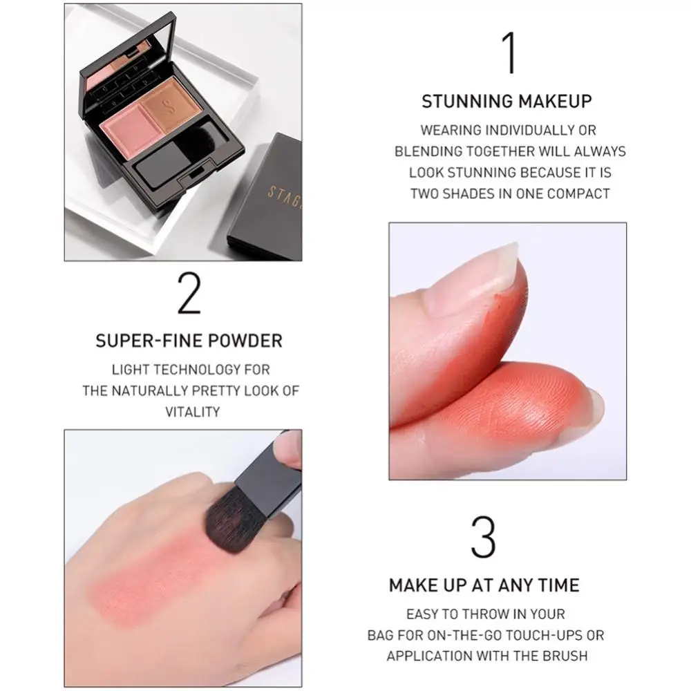 Двухцветные клетчатые Румяна Палитра 24 часа не тускнеют масляное управление