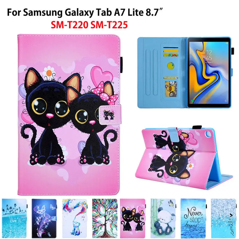 

Модный чехол с изображением кошки для Samsung Galaxy Tab A7 Lite 8,7 2021, фонарь, Обложка, чехол для планшета, подставка, оболочка