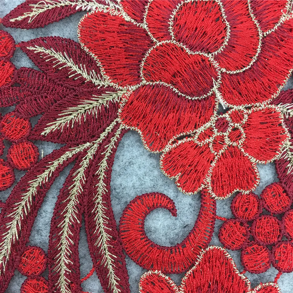 Искусственная ткань для рукоделия красная Венецианская Цветочная искусственная