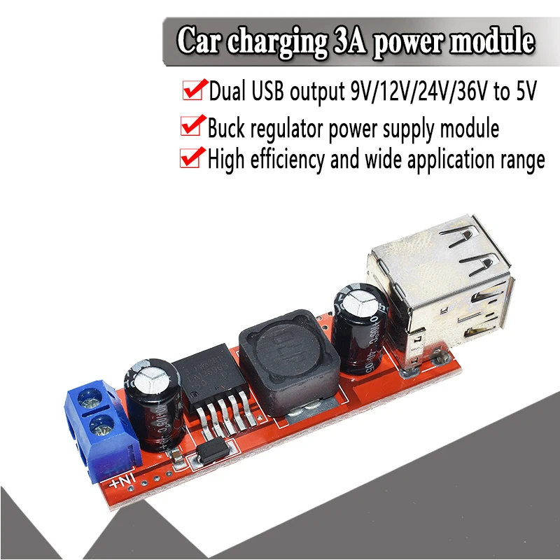 С источником питания от постоянного тока 6V 40V до 5V 3A двойной USB зарядка DC