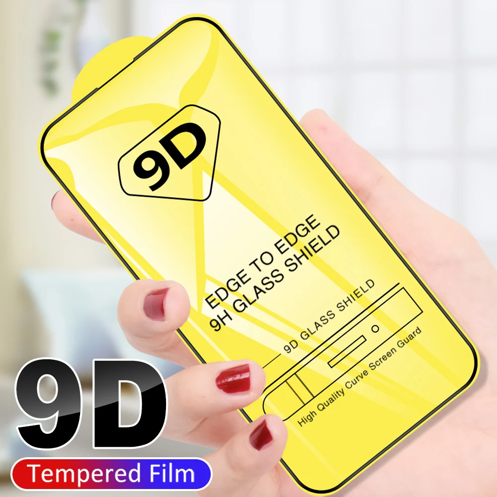

9D Tempered Glass For iPhone 13 11 12 Pro Max 12 Mini Full Cover Protective Glass For iPhone XS Max X XR 7 8 Plus SE 2020 Film
