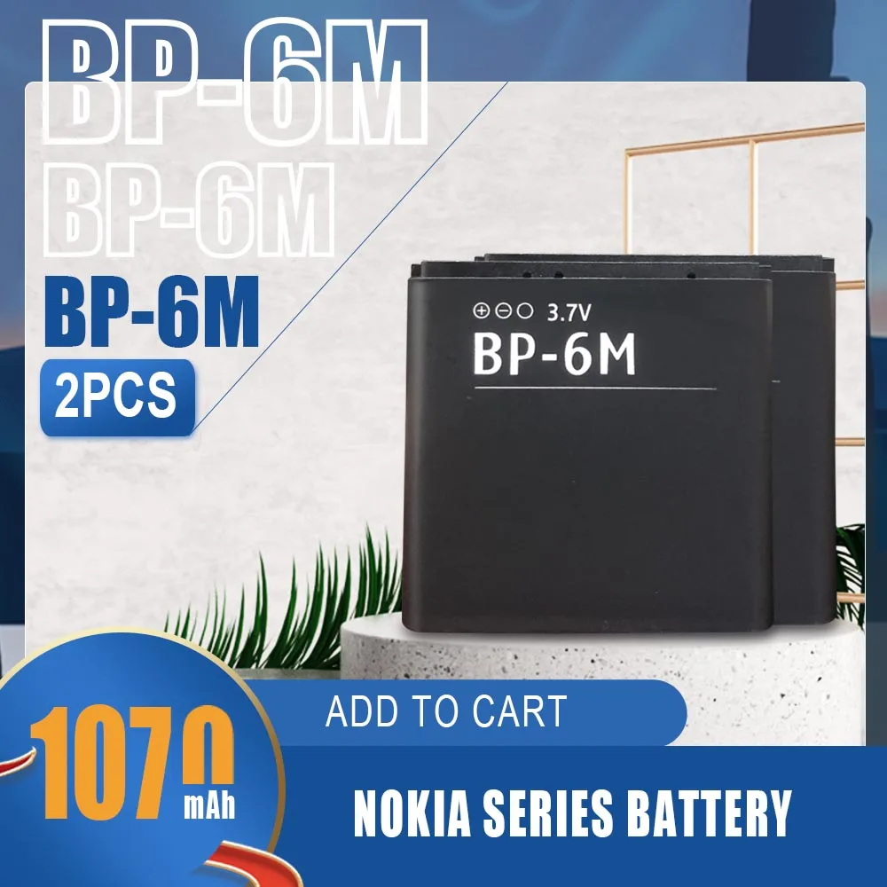 2 шт. BP 6M 1070 мА/ч литий ионный аккумулятор Перезаряжаемые Батарея для Nokia N73 N77 N93 N93S