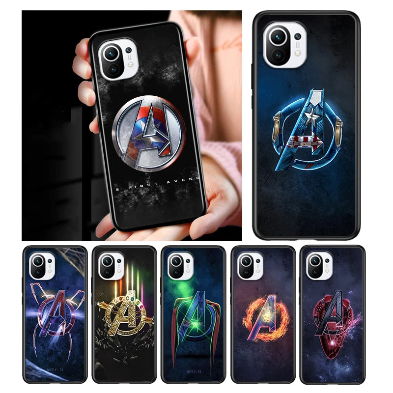

Marvel Avengers Super logo for Xiaomi Mi 11 10 Ultra 11T 10T Note10 Pro Lite 11i 10i 10S 5G Soft Black Phone Case Cover