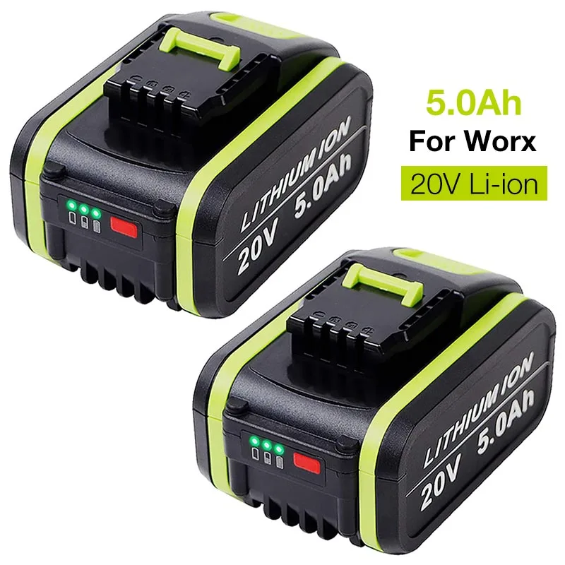 

Литий-ионный аккумулятор для Worx WA3551 WA3553 WA3641 WG629E WG546E WU268 WA3883 WA3869 WA3880 WA3867 WA3881, электроинструменты, 2 упаковки, 5,0 Ач, 20 в