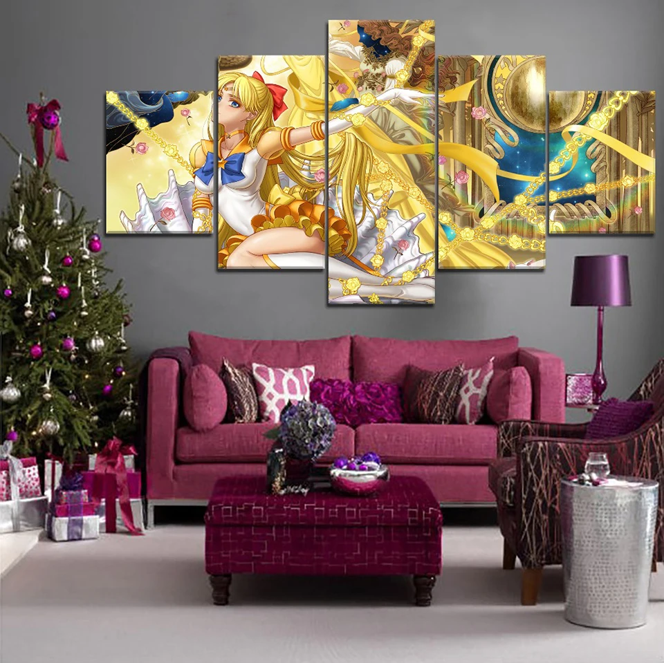 

Canvas Paintings Art Hd Prints 5 Pieces Sailor Moon Home Decoration Animation Poster For Living Room Modular Framework